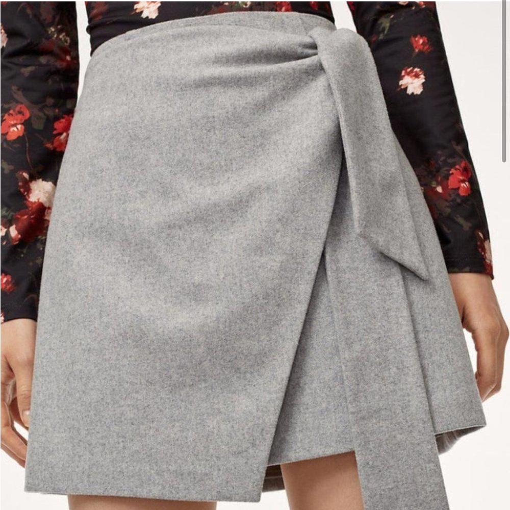 Aritzia Light Gray Wrap Mini Skirt